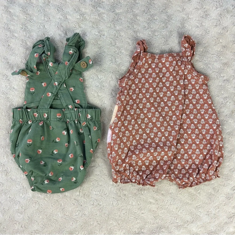 Carter’s Baby Girl Romper Bundle Size 3 Months Green Floral Butterfly